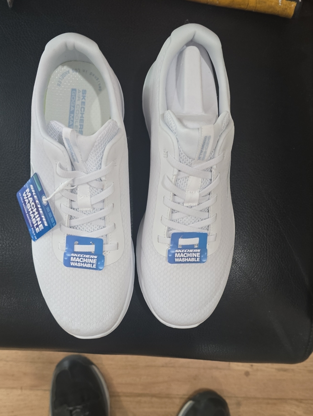 Skechers Men's White Knit Lace-Up Sneakers